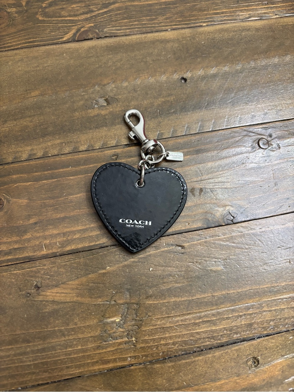 COACH Pink Heart Leather Key/Bag Charm with Silver Hardware - Picture 2 of 3